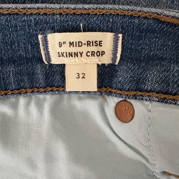 Madewell 9" Mid-Rise Skinny Crop Jeans: Button-Front TENCEL Edition - 32 NWT - Picture 9 of 10